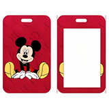ID Card Badge Holder - Mickey & Friends - Mickey Mouse Sitting Red Background