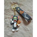 3D PVC Figure Keychain - Tom and Jerry - Tom Holding Jerry Thumbs Up