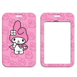 ID Card Badge Holder - Sanrio - My Melody Single Holding Flower Pink Outline Pattern