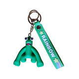 3D PVC Figure Keychain - Rainbow Friends - Green Crouching
