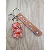 3D PVC Figure Keychain - Tom and Jerry - Jerry Stacked Laughing Heads