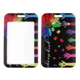ID Card Badge Holder - Autism Awareness Sunflower and Hands