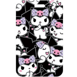 ID Card Badge Holder - Sanrio - Kuromi Faces Purple Bows Black Background