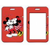 ID Card Badge Holder - Mickey & Friends - Mickey And Minnie Kissing On Red Background