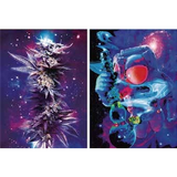 3D Lenticular Poster 12x16 - Psychedelic Art - Cannabis Plant, Astronaut with Bong