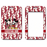 ID Card Badge Holder - Mickey & Friends - Mickey And Minnie On Dior Oblique Red