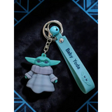 3D PVC Figure Keychain - Star Wars - Grogu In His Robes With "baby Yoda" Text