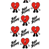 ID Card Badge Holder - Bad Bunny - Heart Logo Pattern White