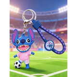 3D PVC Figure Keychain - Lilo & Stitch - Stitch In Pink Soccer Uniform
