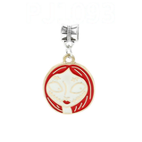 Bracelet Charm - Halloween - red and white skull face