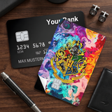 Credit Card Skin Sticker - Harry Potter - Colorful Psychedelic Hogwarts Crest Design - Holographic