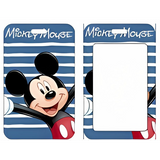 ID Card Badge Holder - Mickey & Friends - Mickey Mouse Waving On Blue Stripes