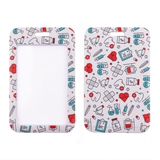 ID Card Badge Holder - Medical Icons Pattern White Vertical
