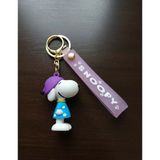 3D PVC Figure Keychain - Peanuts - Snoopy Purple Hat Blue Dress