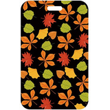 ID Card Badge Holder - Colorful Autumn Leaves Pattern On Dark Background