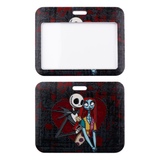 ID Card Badge Holder - The Nightmare Before Christmas - Jack and Sally Hug on Red Grunge