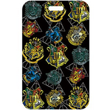 ID Card Badge Holder - Harry Potter - Hogwarts House Crests Pattern On Dark Background