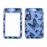ID Card Badge Holder - Blue Butterflies Periwinkle Portrait