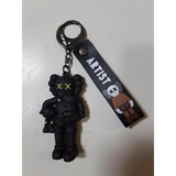 3D PVC Figure Keychain - KAWS - Black Companion Holding Yellow Companion