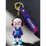 3D PVC Figure Keychain - Spider-Man - Spider-gwen Headphones Purple Hoodie