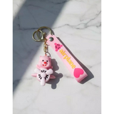 3D PVC Figure Keychain - Winnie the Pooh - Pink Bear In Airplane