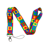 Lanyard - Autism Awareness Puzzle Pieces and Hearts
