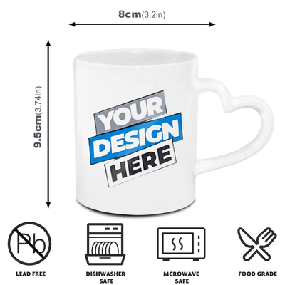 Custom Ceramic Mug 11oz - Heart Handle Edition