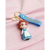 3D PVC Figure Keychain - Disney Princess - Belle Village Dress Waving