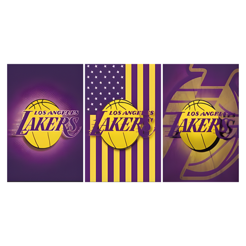 3D Lenticular Poster 12"x16" - Los Angeles Lakers - Classic Logo & American Flag Design