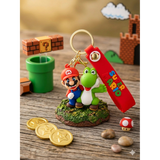 3D PVC Figure Keychain - Super Mario - Classic Mario And Winking Yoshi