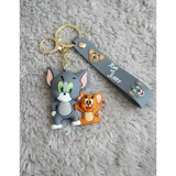 3D PVC Figure Keychain - Tom and Jerry - Leaning
