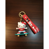 3D PVC Figure Keychain - Hello Kitty - Riding Skateboard