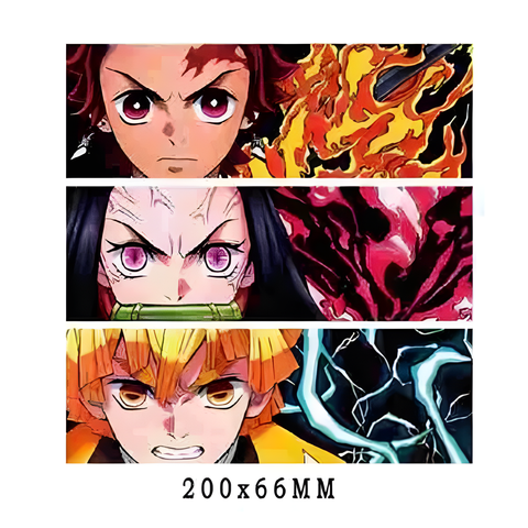 3D Lenticular Sticker - Demon Slayer - Tanjiro Kamado with Flames, Nezuko Kamado & Zenitsu Agatsuma with Lightning
