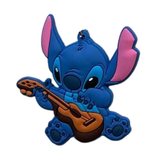 Lilo & Stitch Stitch sitting while playing guitar PVC keychain