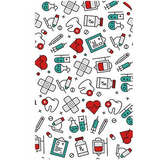 ID Card Badge Holder - Medical Icons Pattern White Vertical