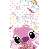 ID Card Badge Holder - Lilo & Stitch - Angel With Stitch And Candy On Pink
