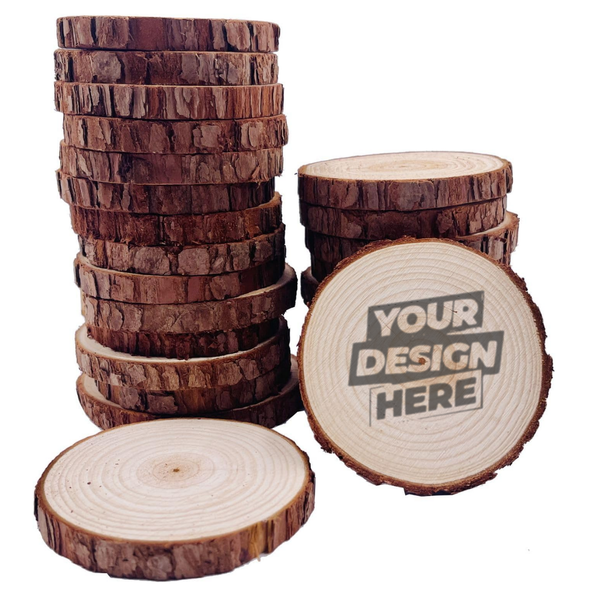 Premium Laser Engraving - Generic - Laser Engraved Natural Wood Slice Coaster
