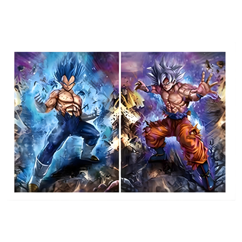 3D Lenticular Poster 12"x16" - Dragon Ball - Goku (Ultra Instinct) & Vegeta (Super Saiyan Blue Evolution)