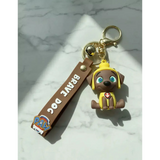 3D PVC Figure Keychain - Paw Patrol - Rubble In Yellow Uniform Sitting
