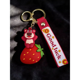 3D PVC Figure Keychain - Toy Story - Lotso Sitting On Strawberry