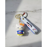 3D PVC Figure Keychain - Hello Kitty - Blue Yellow Dress