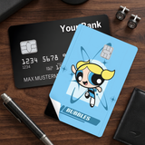 Credit Card Skin Sticker - Powerpuff Girls - Bubbles On Blue Background