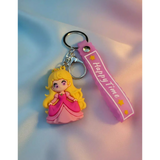3D PVC Figure Keychain - Disney Princess - Chibi Princess Peach Pink Gown