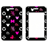 ID Card Badge Holder - Mickey & Friends - Minnie Mouse Pink Monogram Black Pattern