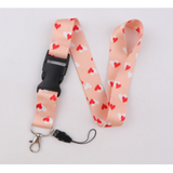 Lanyard - Red and White Hearts on Peach