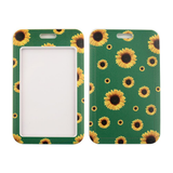 ID Card Badge Holder - Sunflowers Sparse on Dark Green