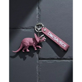 3D PVC Figure Keychain - Dinosaurios Biceratops - Triceratops Magenta Open Mouth
