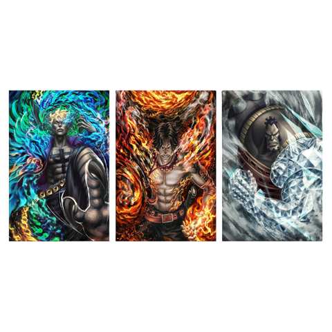 3D Lenticular Poster 12"x16" - One Piece - Blackbeard, Ace & Aokiji Elemental Powers