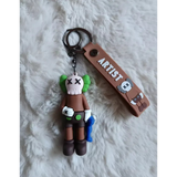 3D PVC Figure Keychain - KAWS - Brown Companion Holding Blue Figure