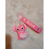 3D PVC Figure Keychain - Lilo & Stitch - Pink Stitch Holding Heart